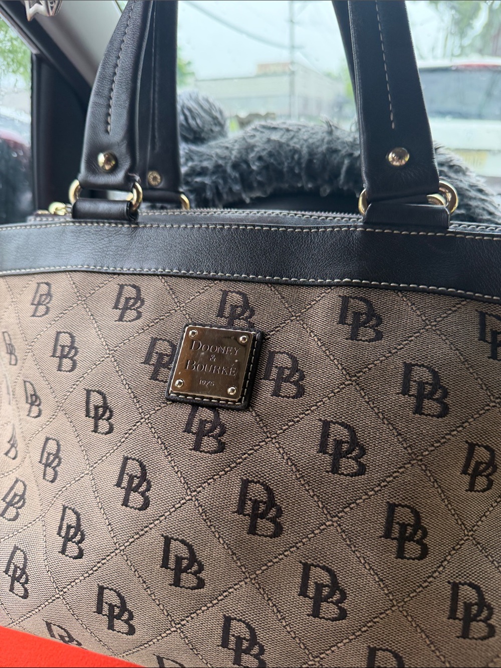 Dooney & Bourke Tan and Dark Brown Signature Tote